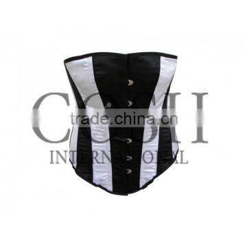 Black and White Overbust steel boned corset Ci-1169