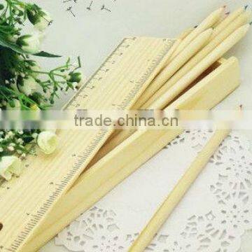 wooden pencils set with wooden ruler