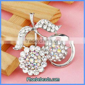 Wholesale Brooch Rhinestone Cherry Shape For Girls PFB-W020