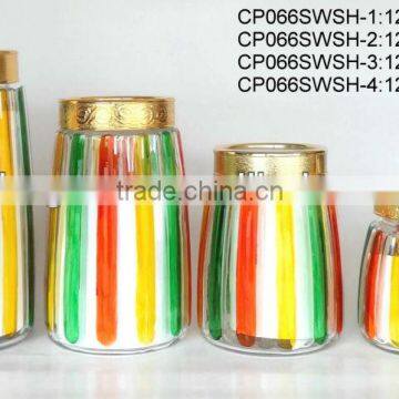 CP066SWSH glass jar hand-painted with color with plastic lid