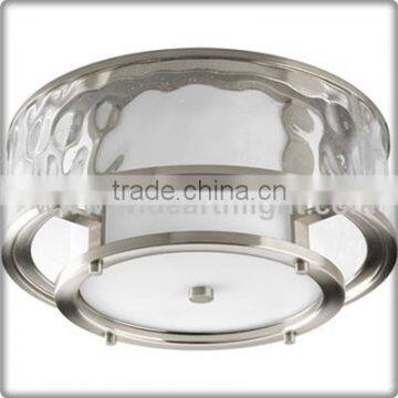 UL CUL Listed Hotel Room Brushed Nickel Modern Decorative Ceiling Mounts Fixture With White Glass Shade C81401