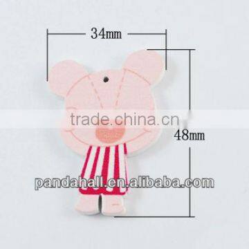 Cute Wood Pig Pendant Wholesale(WOOD-S649-10-LF)