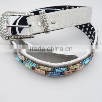 PU leather belt rhinestone accessories fashion new design for lady trendy style