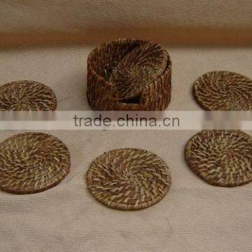 Rattan/bamboo tea coaster set