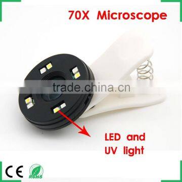 Universal Clip-on Professional LED Microscope 70x Magnification Lighting Mircoscope for Iphone Samsung Other Smartphone photo-2