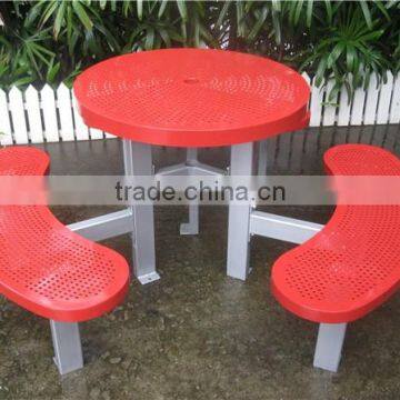 Powder coated metal table outdoor table and bench