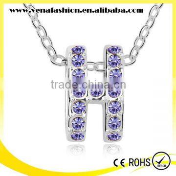 Gold Letter Pendant Alphabet Crystal Necklace, Letter h Necklace photo-2