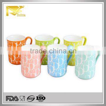 unique wholesale embossed logo ceramic mug, decorative ceramic mugs, 12oz ceramic mugs