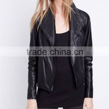 China Wholesale Supplier Cool Shinny Black Pu Leather Jacket For Women