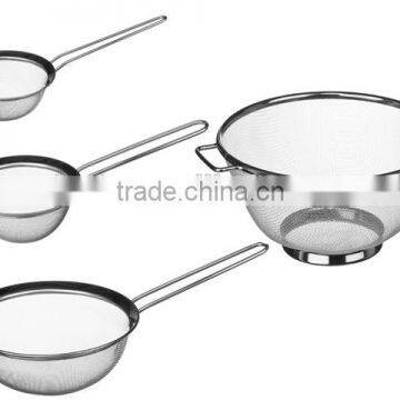 STAINLESS STEEL WIRE MESH SIEVE WITH TWIN DUAL WIRE HANDLE KITCHEN STRAINER