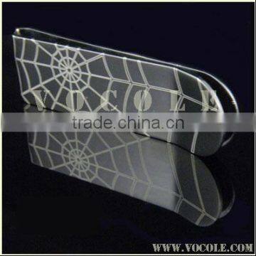 spider web printed steel money clips