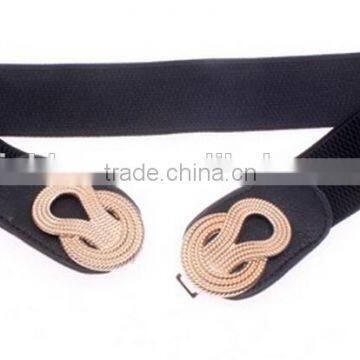 Korea Style Fashion All-match Ladies or Women Dough Twist Metal Buckle Elastic Wide Waist Belt for Dress and Long Coat photo-4