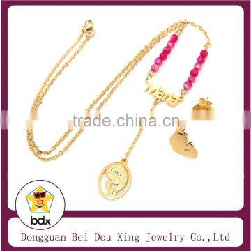 Fashion Stainless Steel Gold Plated Religious Oval Virgin Mother Mary Madonna Miraculous Medal Pendant Earrings Necklace Jewelry