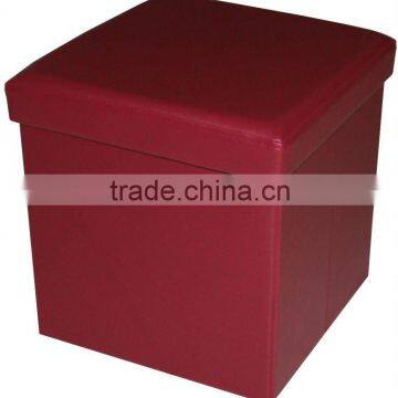 stronger!! Burgundy PVC Leather foldable storage stool