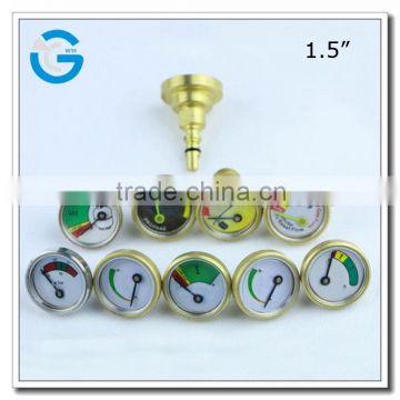 High quality 1.5 inch brass back connection pressure gauge for gas