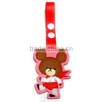 sweet style lovely bear shape soft pvc animal luggage tags