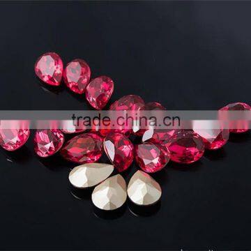 fancy 10x14mm tear drop no hole rose color pointback rhineshtone for decoration