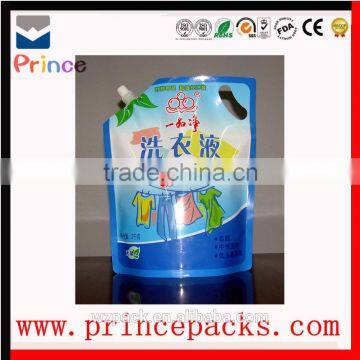 stand up with screwed pouch/liquid soap packaging bag with spout