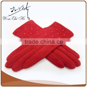 Red Color Faux Suede Thin Leather Gloves in Any Style