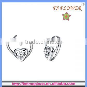 FS FLOWER - Heart With Heart Silver Diamond Inlay Earrings photo-2