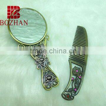 Charms compact mirror set with rhinestone/vintage style vanity mirror set