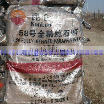 Kunlun brand Fushun refinery Fully refined paraffin wax 58/60 DEG.C