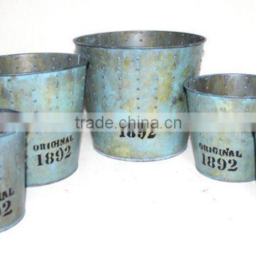 2015 Hot Garden Decorative Metal Flower Planter Set With Number Emboss photo-2