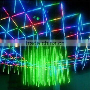 Disco hanging sound acticated dmx512 meteor light led rgb dmx 3d tube vertical