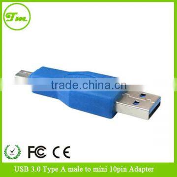 Standard USB3.0 Type A-Male to Mini-B 10pin Male Adapter for Laptop Telephone