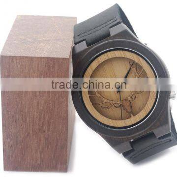 Wholesale Promotional Deer Shape Blackwood Bamboo Wood Watches photo-4