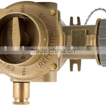 Marine brass high current socket with chain switch