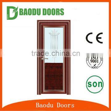 Luxury design aluminum alloy bathroom door with half glass insert