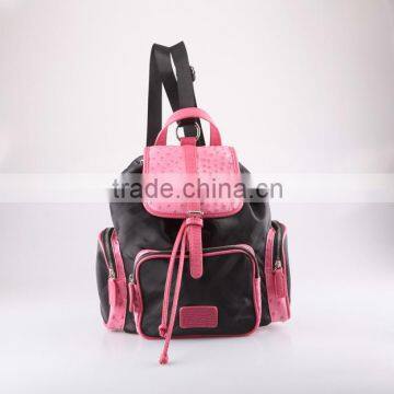 5302 - 2016 Newest Design Wholesale Ladies PU Drawstring Fancy Nylon Backpack Bag With Ostrich Skin photo-2