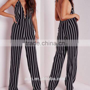 Sexy Backless Strip Deep V High Quality Fashional Women Jumpsuit