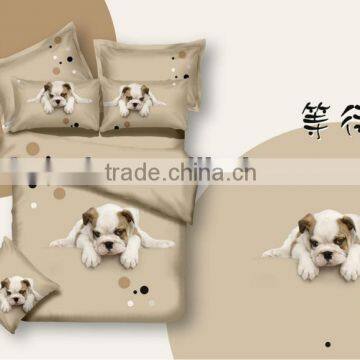 2014 new animal design 3d reactive printed 100% cotton bedding set