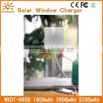 Creative window stick waterproof solar charger, 1800Mah-5200Mah solar power bank