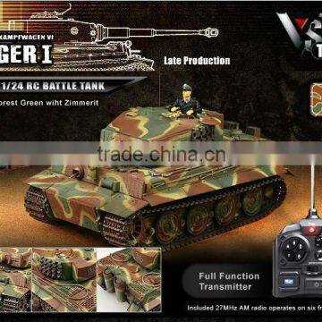 VsTank Radio Controlled Airsoft RC Tank Tiger 1 (Late Production) 1/24 Scale - FOREST GREEN CAMO