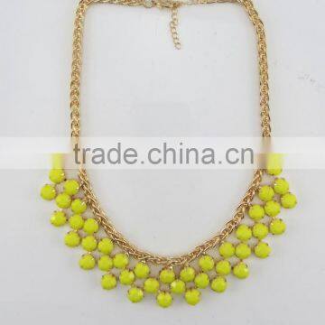 Temperament yellow acrylic stone gold chain necklace