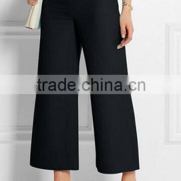 ladies formal black pants ladies wide leg pants OEM factory women black Capri pants