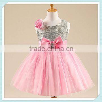 girls elegant flowers sequined bow celebrity princess dress child wedding vestidos kids party clothing dance performance costume