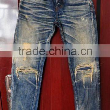 High quality heavy wash ripped jeans wholesale destroyed jean american wholesale jeans (LOTV005)