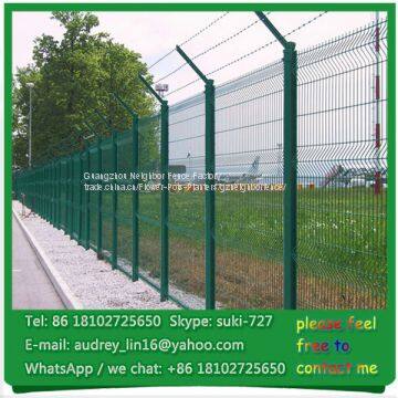 High security Y shape square post 3D wire mesh fencing razor wire prison fence