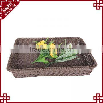 Plastic rattan wicker storage basket for Supermarket / Hotel / Restaurant