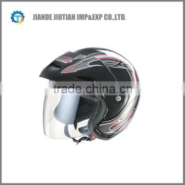 DOT open face helmet with colorful design BLACK COLOR