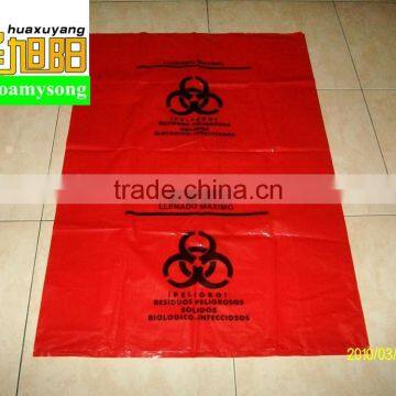 Hot ! The biohazard red color disposable plastic medical bags