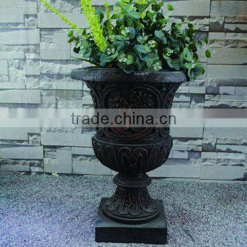 Antique Imitate Brass Resin Flower Urn Planter