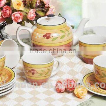 Haonai High qulaity colorful Ceramic teapot Coffee cup Sets