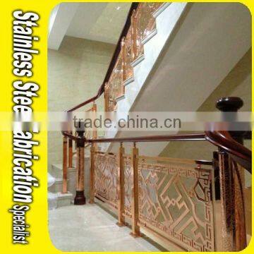 Interior Prefab Art Carving Handrail Aluminum Stair Handrail