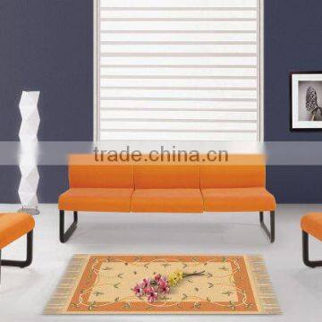 Simple Design Orange Leather Sectional Sofa Set photo-2