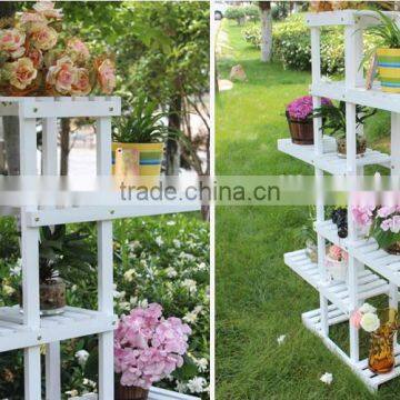 Folding White Multilayer Wooden Flower Stand photo-2